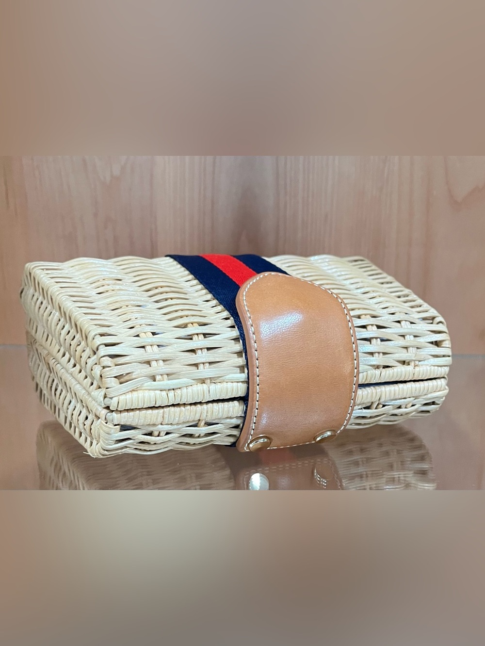 J. McLaughlin Wicker Olivia Clutch Natural Stripe - Picture 11 of 17